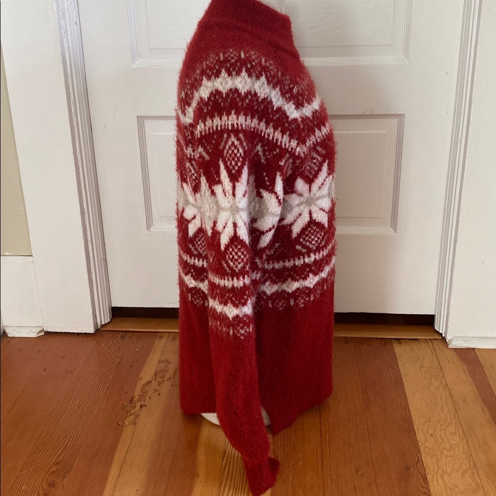 Abercrombie &‎ Fitch Red and White Snowflake Sweater Large - Picture 2 of 5